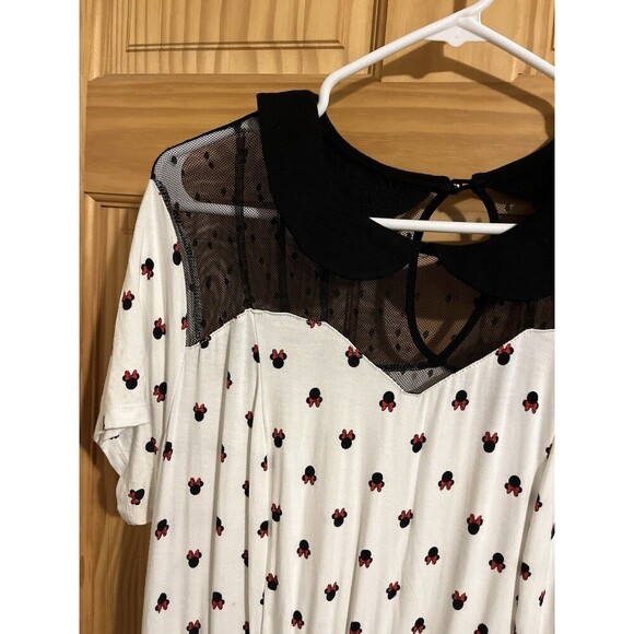 Torrid 0 Disney Minnie Mouse Maxi Sheer Mesh Top Dress Pockets Collar 12 Large - Picture 4 of 8